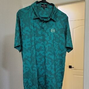 Brexrae Men's Teal Patterned Polo Shirt